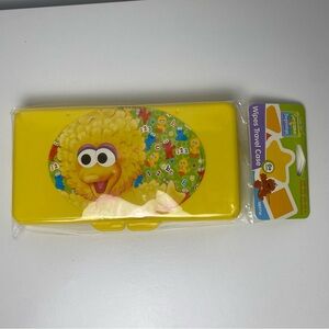 Sesame Street Beginnings Big Bird Yellow Plastic Wipes Travel Case 8x4in.